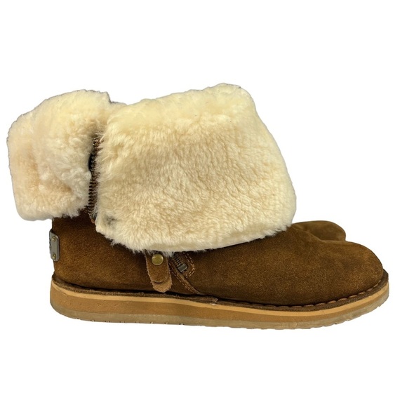 RJS Fuzzies Trixie Brown Sheepskin Ankle Boots Size 7 - Picture 2 of 14